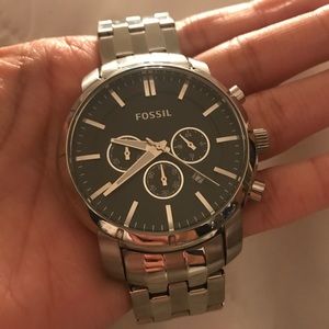 Silver Fossil Watch
